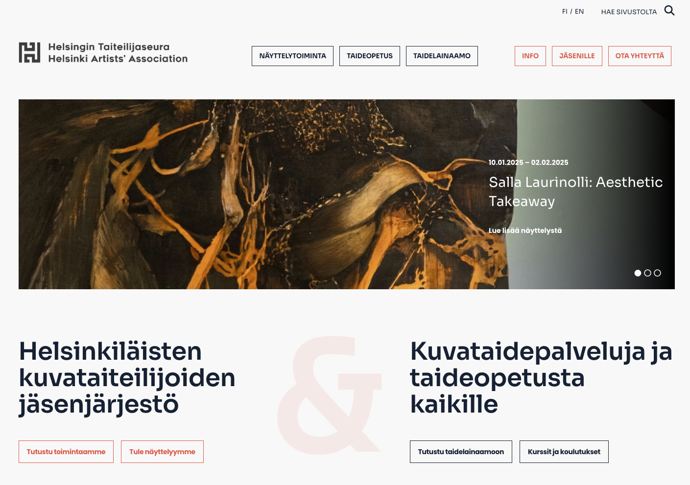 Kuvakaappaus Helsingin taiteilijaseuran verkkosivuista